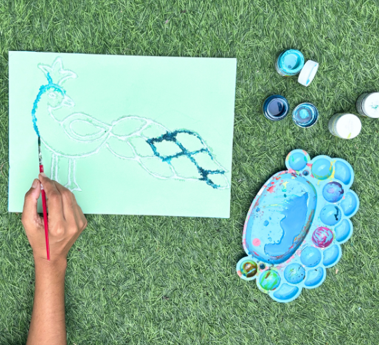 Salt Painting Peacock Activity