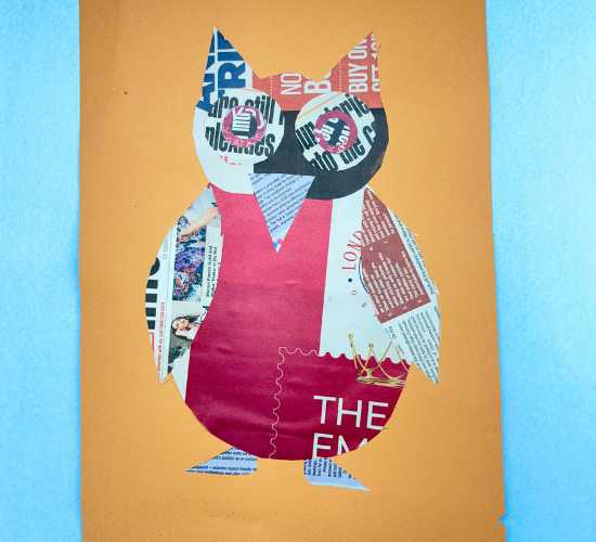 Newspaper Owl Collage