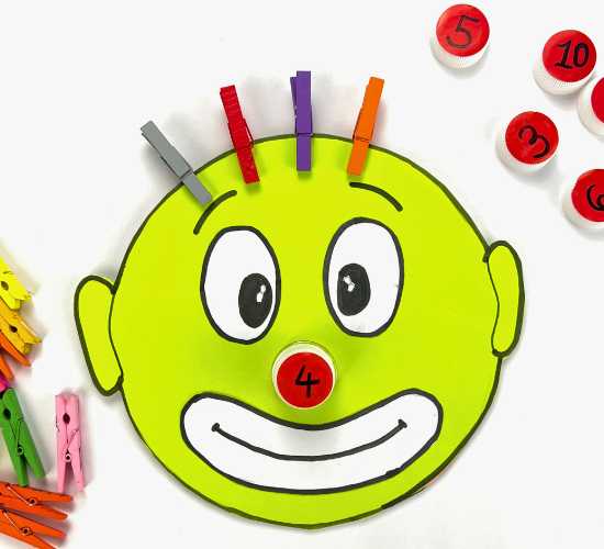 Clown Clothe Pegs Number Counting