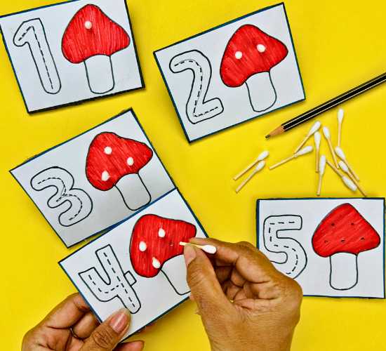 Mushroom Cottonbuds Number Counting