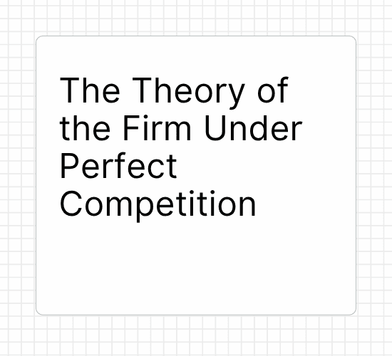 The Theory of the Firm Under Perfect Competition