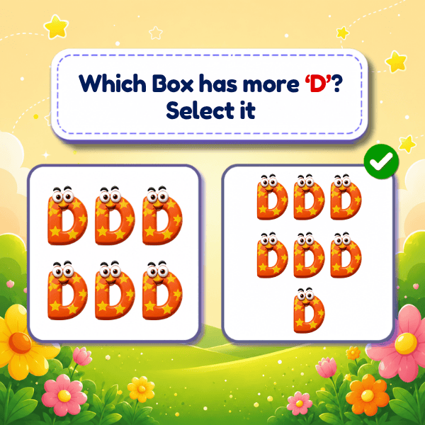 Choose the box with more objects that start with ‘D' game