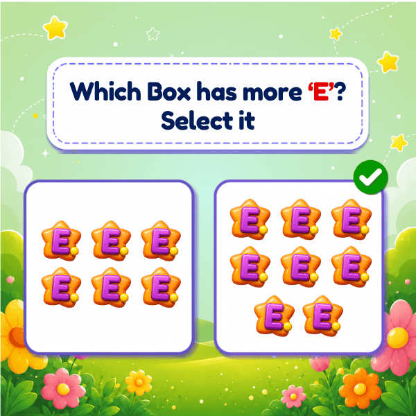 Choose the box with more objects that start with ‘E" game