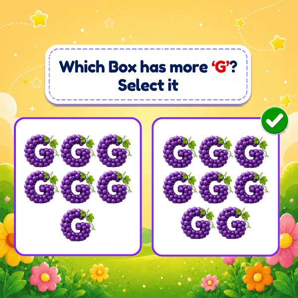 Choose the box with more objects that start with "G" game