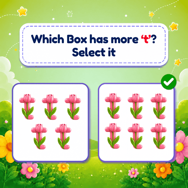 Choose the box with more or less  objects that start with Lowercase Letter "t" game