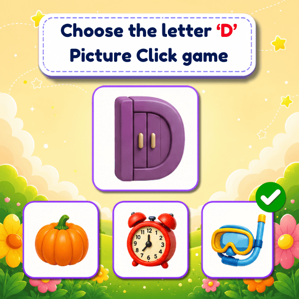 Choose the letter "D" Picture Click game