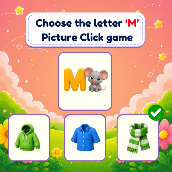 Choose the letter "M" Picture Click game