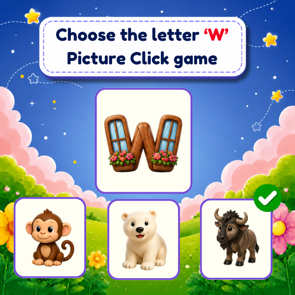 Choose the letter "W" Picture Click game