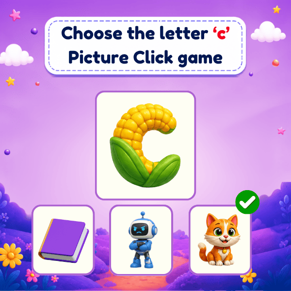 Choose the Lowercase Letter "c" Picture Click game