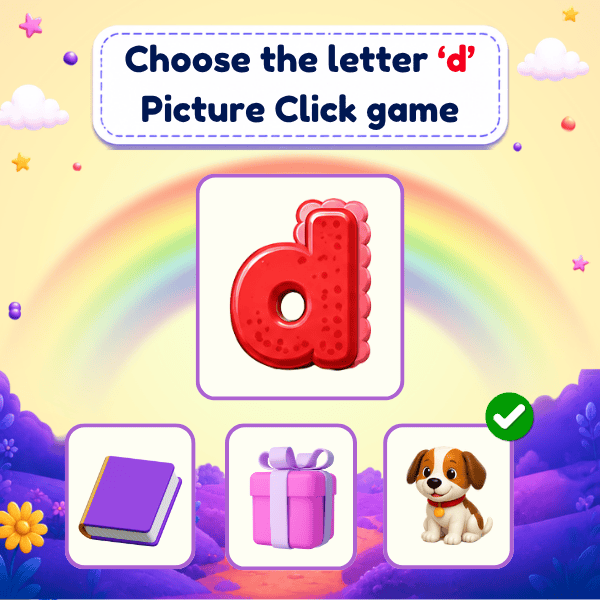 Choose the Lowercase Letter "d" Picture Click game