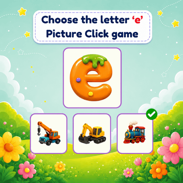 Choose the Lowercase Letter "e" Picture Click game
