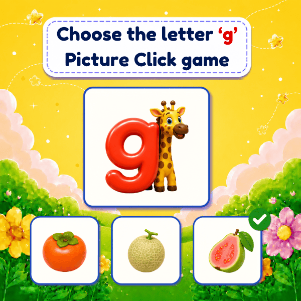 Choose the Lowercase Letter "g" Picture Click game