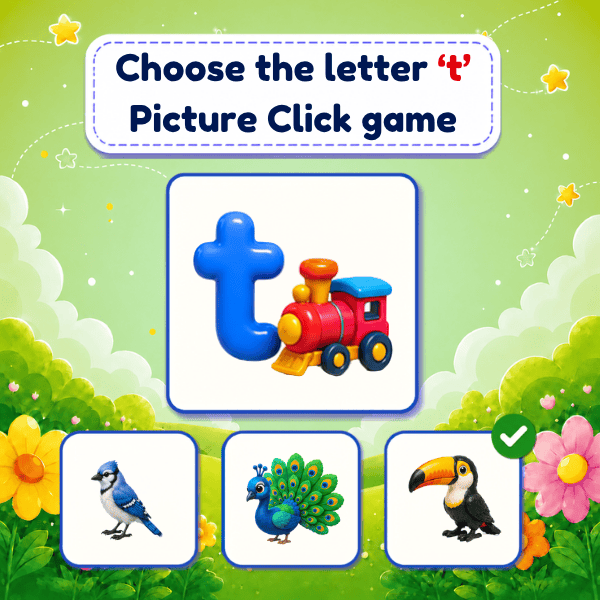 Choose the Lowercase Letter "t" Picture Click game