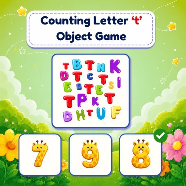 Counting Lowercase Letter "t" Object Game