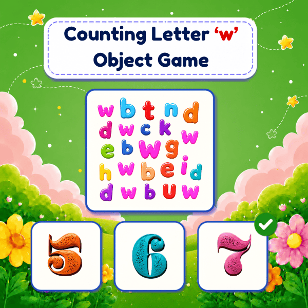 Counting Lowercase Letter "w" Object Game