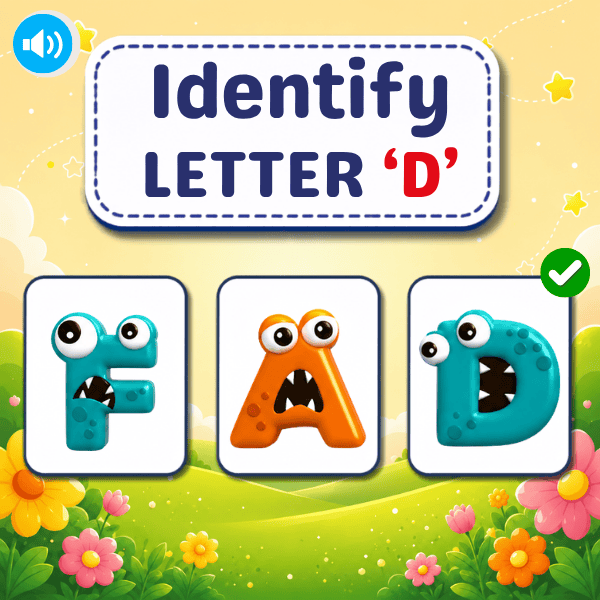 "D" object identification game.