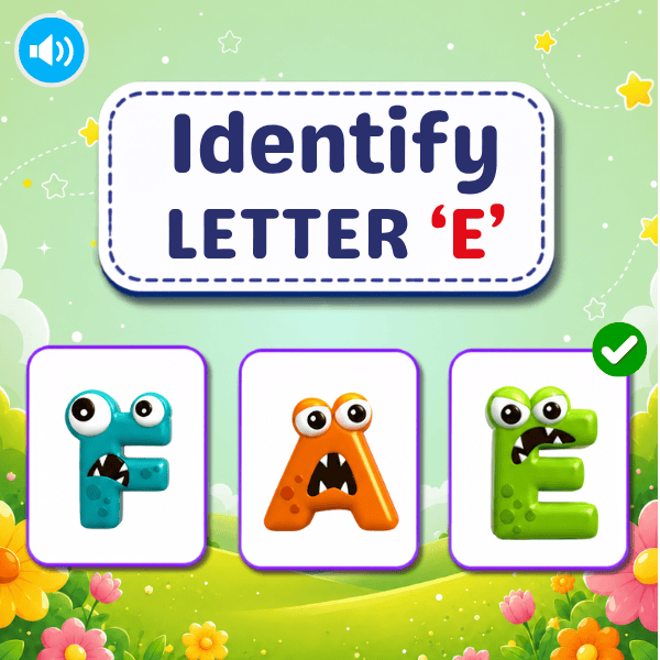"E" object identification game.