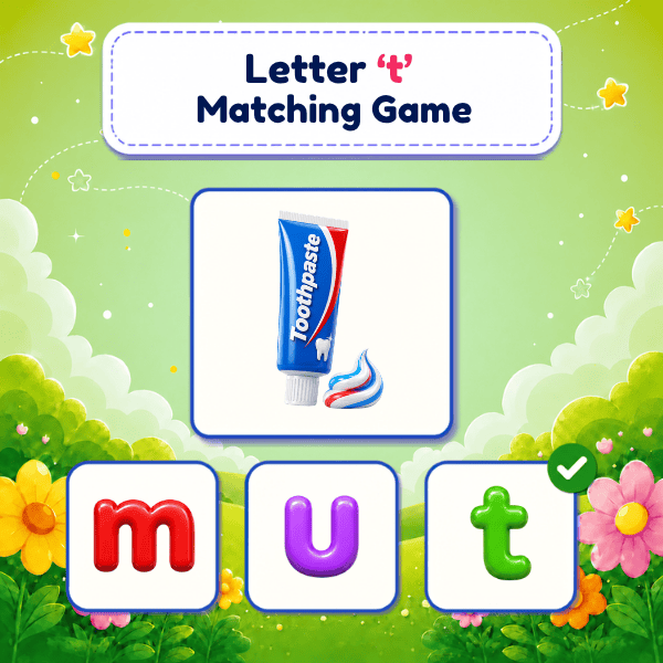 Lowercase Letter "t" Matching Game