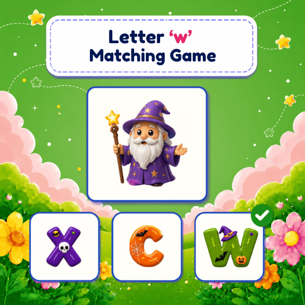 Lowercase Letter "w" Matching Game
