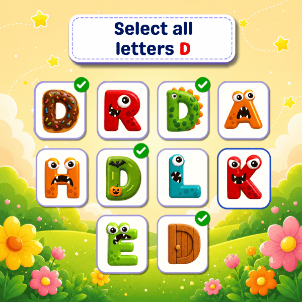 Select All Letters “D” Game