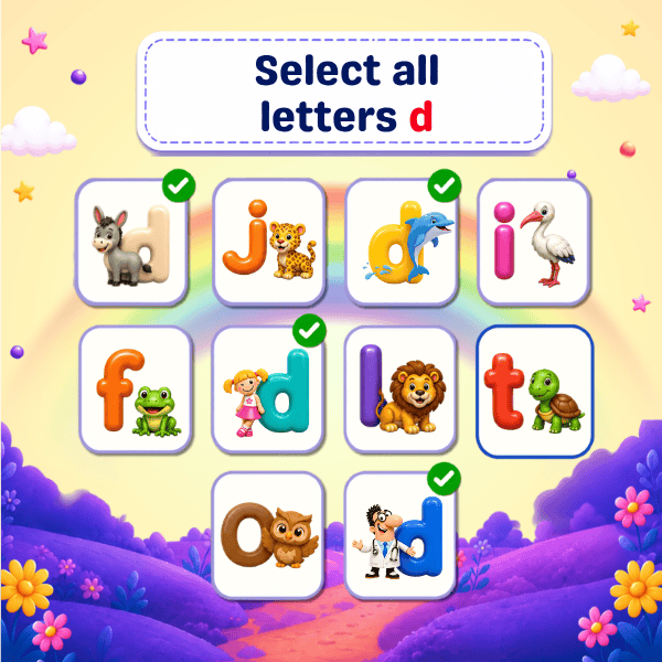 Select all Lowercase Letters "d"