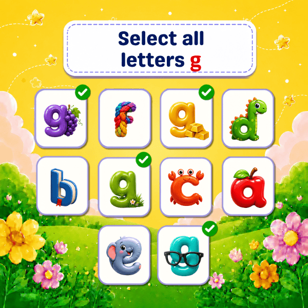 Select all Lowercase Letters "g"