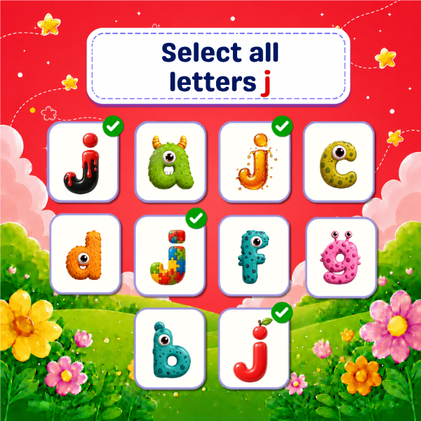 Select all Lowercase Letters "j"