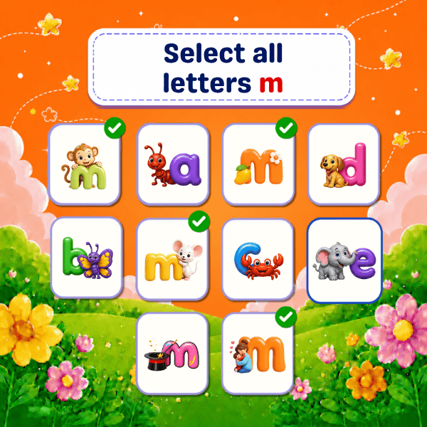 Select all Lowercase Letters "m"