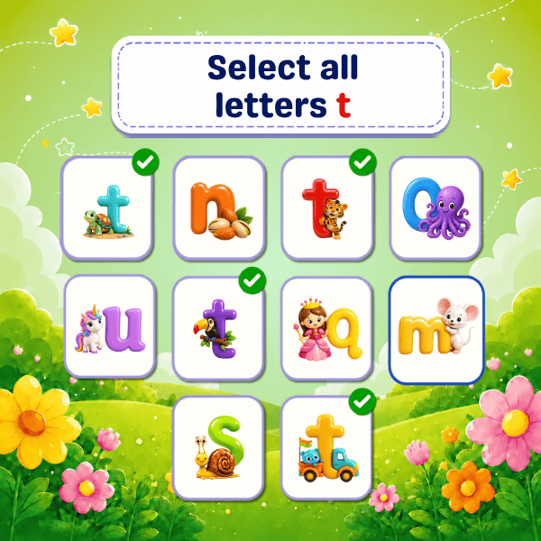 Select all Lowercase Letters "t"