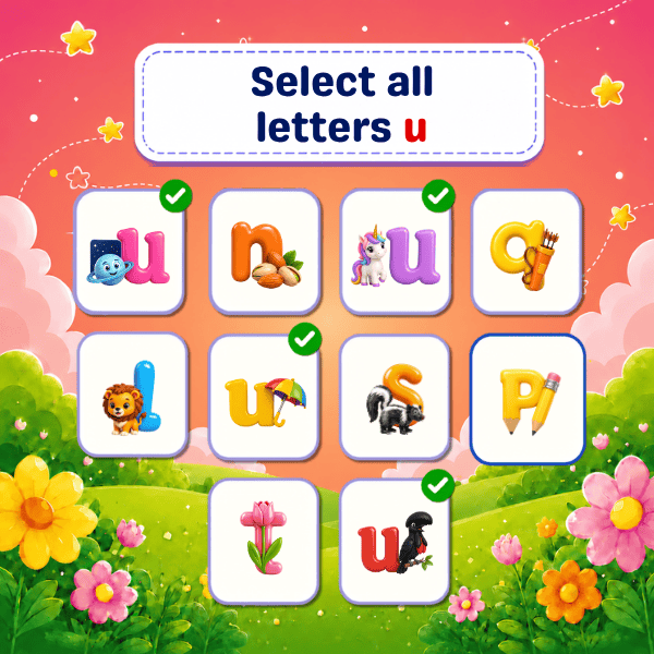Select all Lowercase Letters "u"