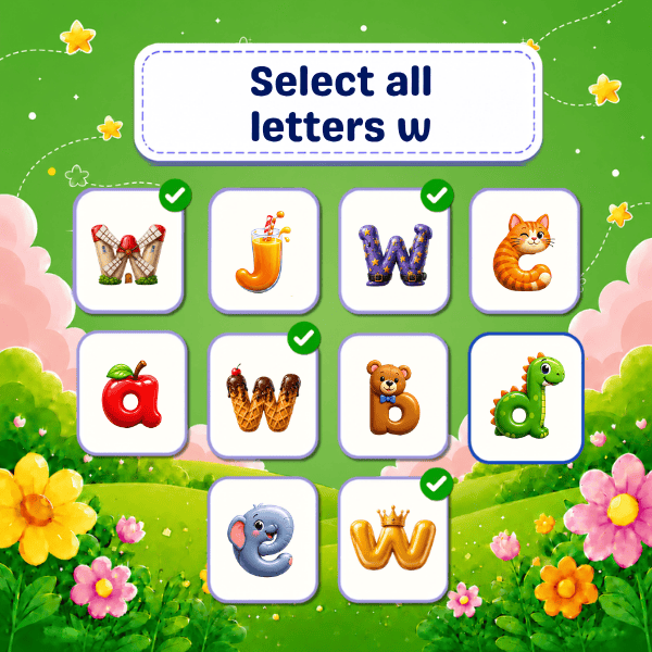Select all Lowercase Letters "w"