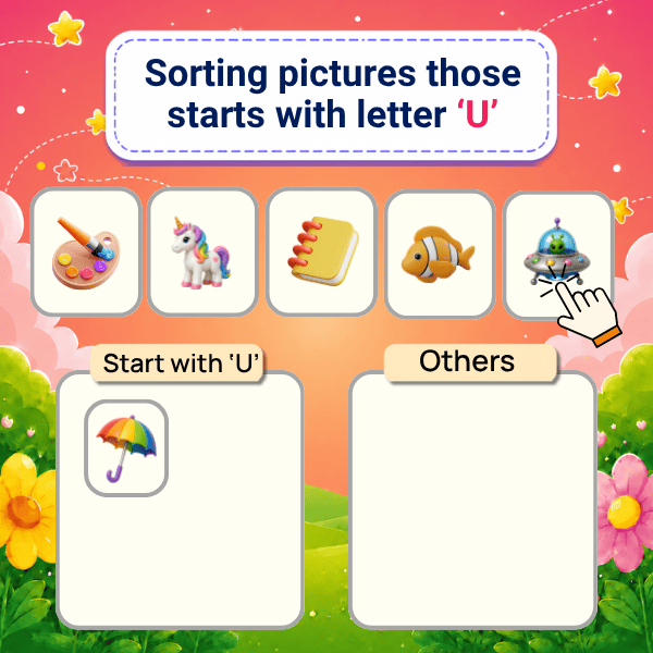 Sorting pictures those starts with letter "U"