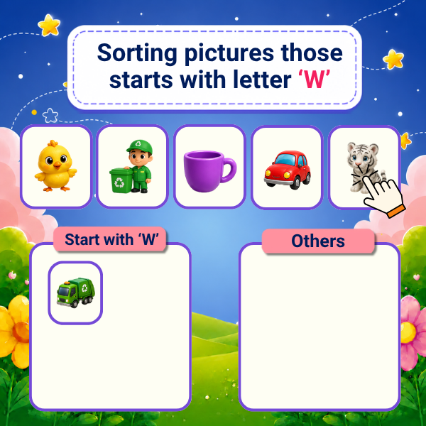 Sorting pictures those starts with letter "W"