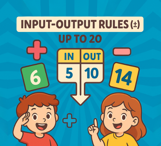Input→output rules (±) up to 20