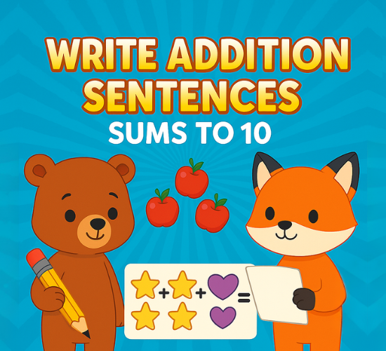 Write Addition Sentences: Sums to 10