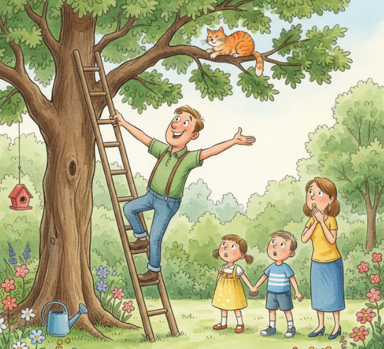 Dad and the Cat and the Tree