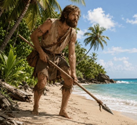 Robinson Crusoe Discovers a footprint