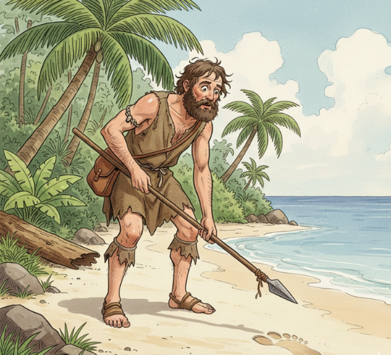 Robinson Crusoe Discovers a footprint