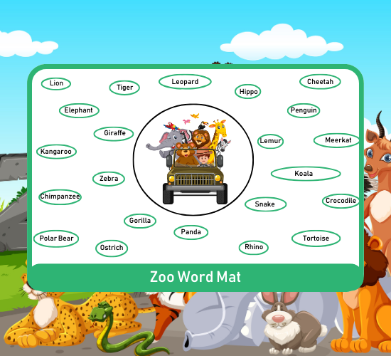 Zoo Animals Word Mat