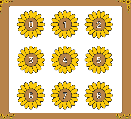 0-31 Numbers on Sunflower