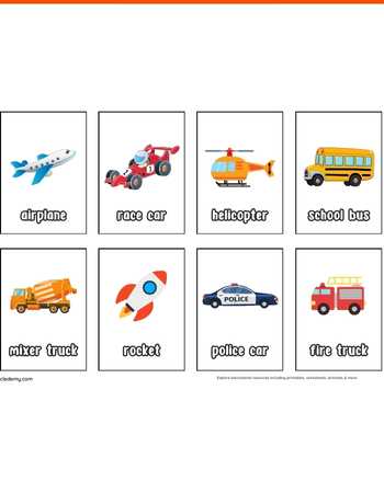 Vehicle Mini Flashcards