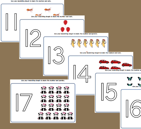 Number Modelling Dough Mats (11-20)