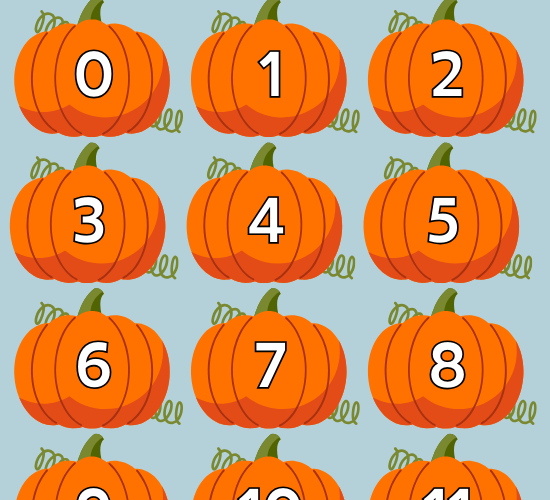 0-20 Numbers on Autumn Pumpkins