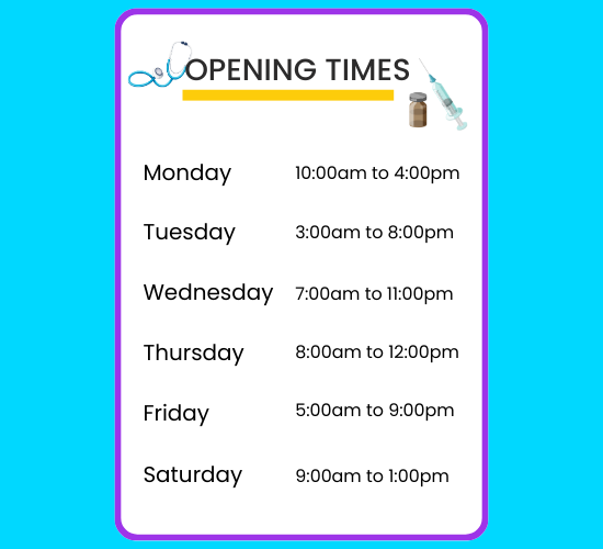 Doctor's Surgery Opening Times Poster