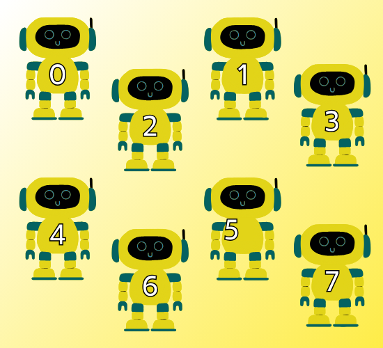 Numbers 0-31 on Robot