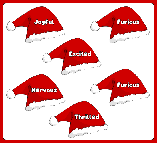 Wow Words on Santa Hat
