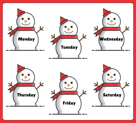 Days of The Week on Snowman