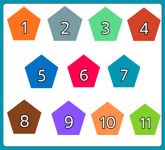 Numbers 0-50 on Pentagon