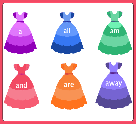 Foundation Stage 2 Keywords on Princess Gown