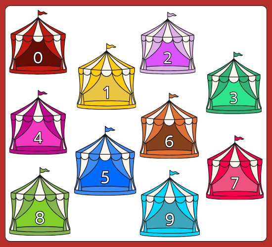 Numbers 0-100 on Circus Tent